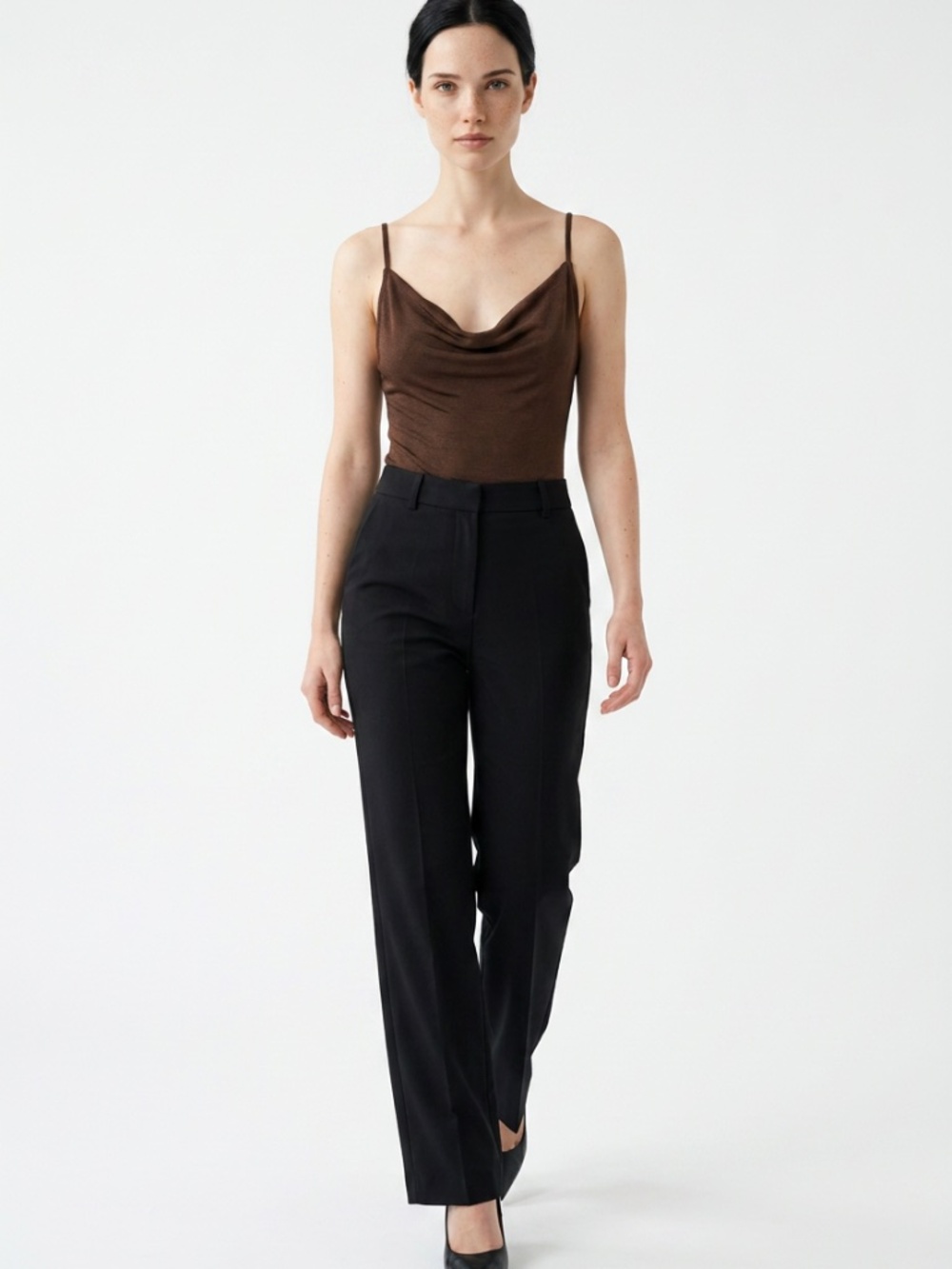 INTIMATELY FREE PEOPLE • Brown Cowl Neck Thong Bodysuit Size Small